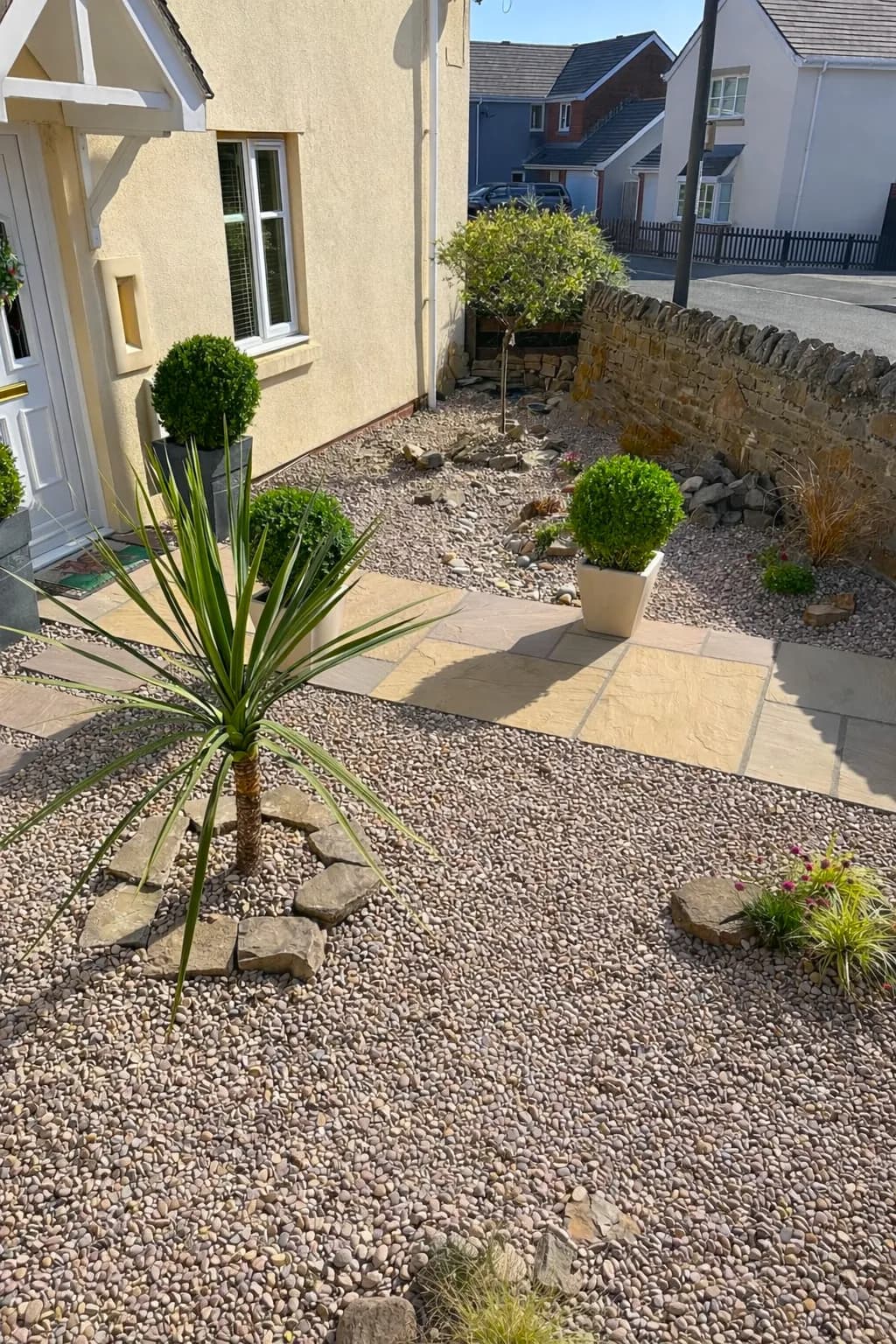 Front Garden Rockery with Indian Sandstone Paving