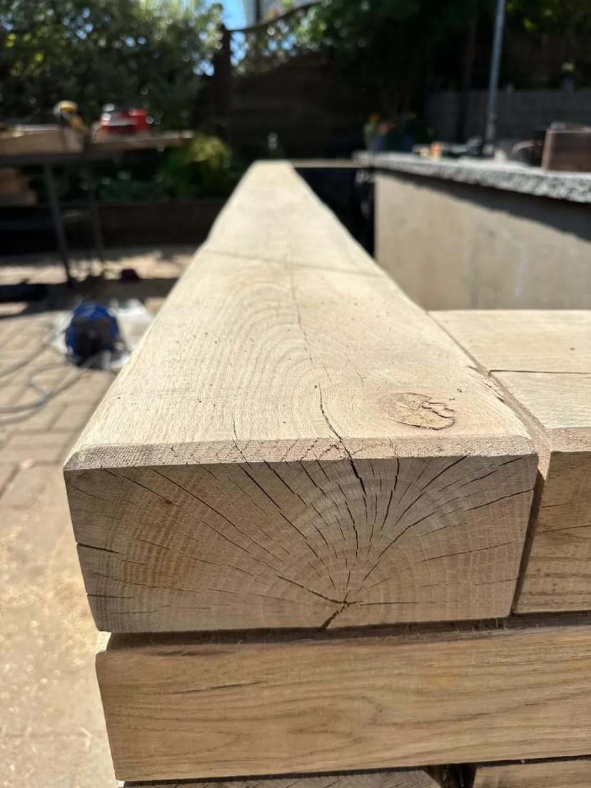 Solid oak planter with a chamfered edge finish