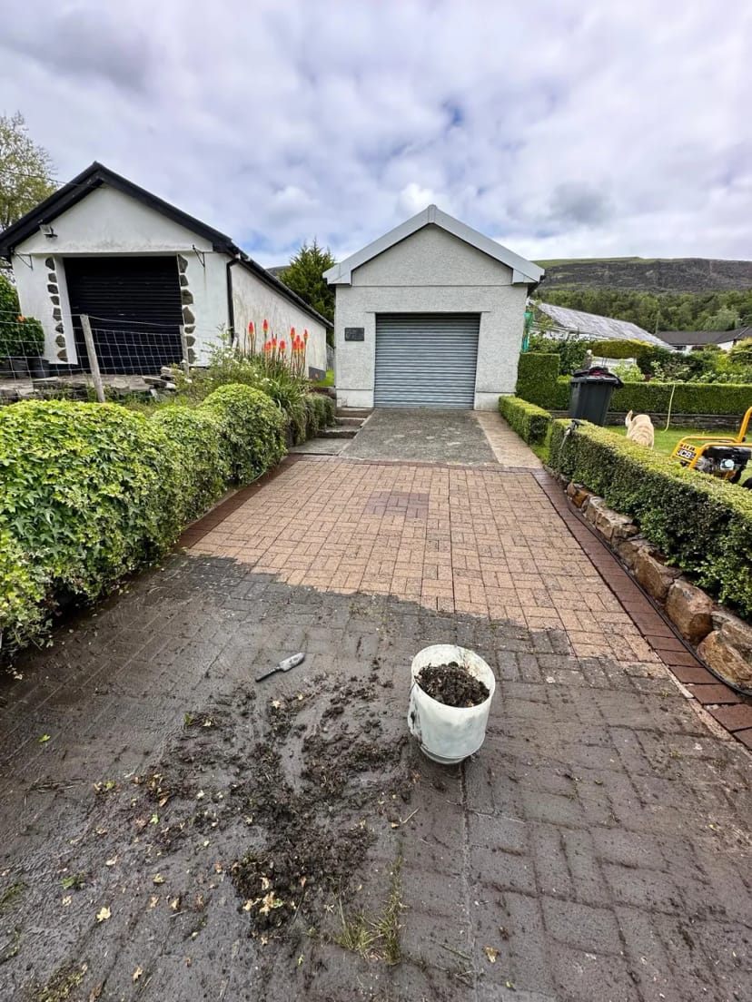 Pressure washing - progress picture taken during the job